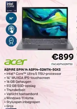 CompuDeals Acer aspire spin 14 asp14-52mtn-50x3 aanbieding
