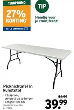 GAMMA Picknicktafel in kunststof aanbieding