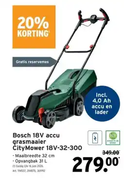 GAMMA Bosch 18v accu grasmaaier city mower 18v-32-300 aanbieding