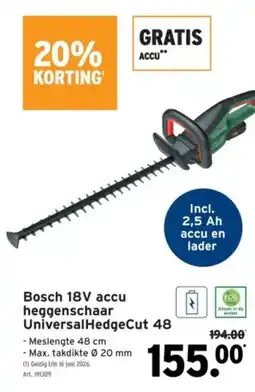 GAMMA Bosch 18v accu heggenschaar Universal HedgeCut 48 aanbieding