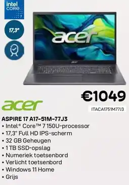 CompuDeals Acer aspire 17 a17-51m-77j3 aanbieding