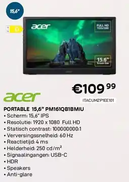 CompuDeals Acer portable 15,6" pm161qb1bmiu aanbieding