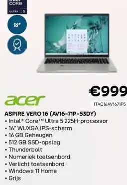 CompuDeals Acer aspire vero 16 (av16-71p-53dy) aanbieding