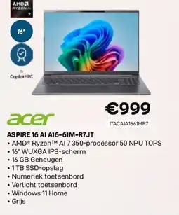 CompuDeals Acer aspire 16 ai a16-61m-r7jt aanbieding