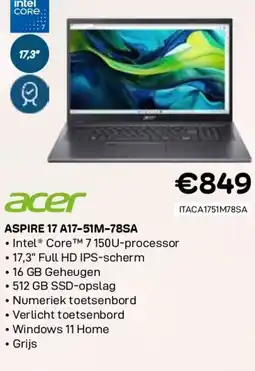 CompuDeals Acer aspire 17 a17-51m-78sa aanbieding