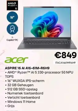 CompuDeals Acer aspire 16 ai a16-61m-r6h9 aanbieding