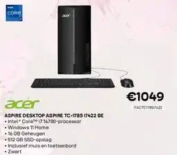 CompuDeals Acer aspire desktop aspire tc-1785 17422 be aanbieding