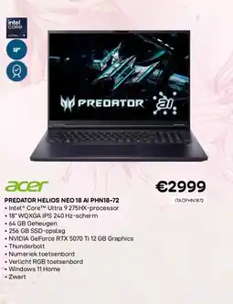 CompuDeals Acer predator helios neo 18 ai phn18-72 aanbieding