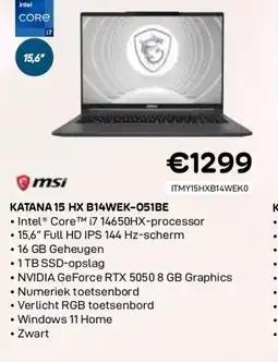 CompuDeals Msi katana 15 hx b14wek-051be aanbieding