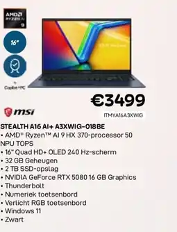 CompuDeals Msi stealth a16 ai+ a3xwig-018be aanbieding
