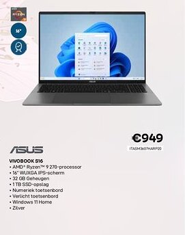 CompuDeals Asus vivobook s16 aanbieding