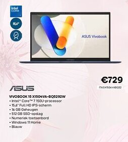 CompuDeals Asus vivobook 15 x1504va-bq5292w aanbieding