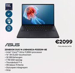 CompuDeals Asus zenbook duo 14 ux8406ca-pz032w-be aanbieding