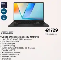 CompuDeals ASUS VIVOBOOK PRO 15 OLEDN6506CU-MA040WS aanbieding