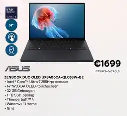 CompuDeals Asus zenbook duo oled ux8406ca-ql038w-be aanbieding