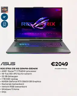 CompuDeals Asus rog strix g18 a16 g814pm-s8046w aanbieding