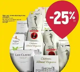 Delhaize Pays d`oc i.g.p. merlot rode wijn uit frankrijk pouch aanbieding