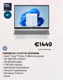 CompuDeals Hp omnibook 7 ai pc 16-ay0013nb aanbieding