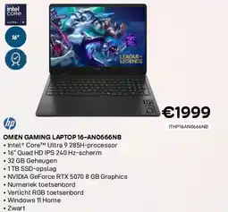 CompuDeals Hp omen gaming laptop 16-an0666nb aanbieding