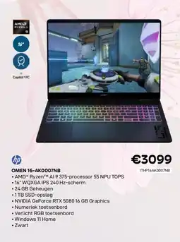 CompuDeals Hp omen 16-ak0007nb aanbieding
