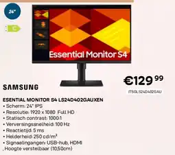CompuDeals Samsung esential monitor s4 ls24d402gauxen aanbieding