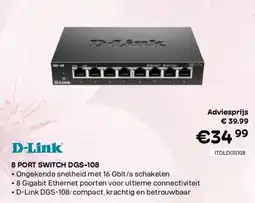 CompuDeals D-link 8 port switch dgs-108 aanbieding
