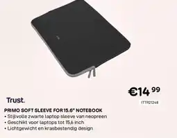 CompuDeals Trust primo soft sleeve for 15.6" notebook aanbieding