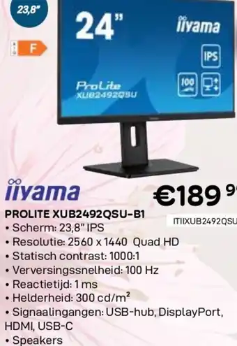 CompuDeals Iiyama prolite xub2492qsu-b1 aanbieding