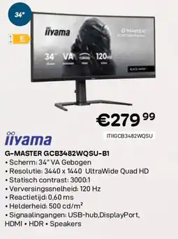 CompuDeals Iiyama g-master gcb3482wqsu-b1 aanbieding