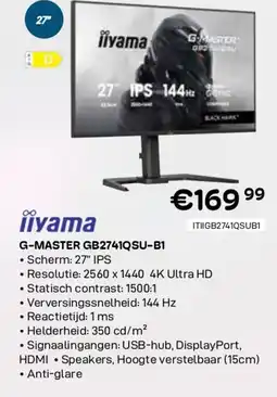 CompuDeals Iiyama g-master gb2741qsu-b1 aanbieding