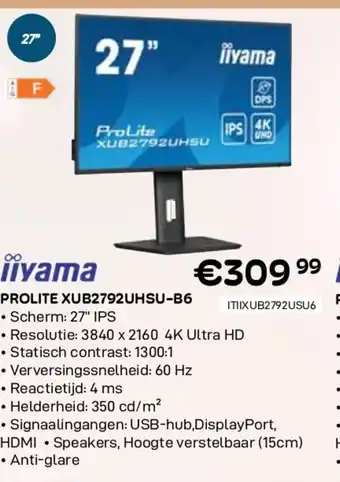CompuDeals Iiyama prolite xub2792uhsu-b6 aanbieding