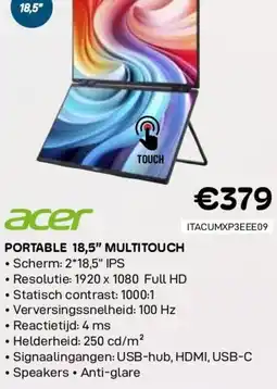 CompuDeals Acer portable 18,5" multitouch aanbieding