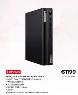 CompuDeals Lenovo m70q gen 5 15-14400t 16/512gb w11 aanbieding
