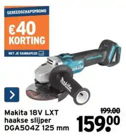 GAMMA Makita 18V LXT haakse slijper DGA504Z 125 mm aanbieding
