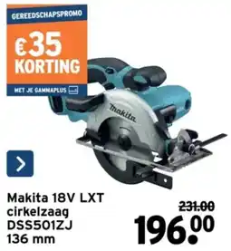 GAMMA Makita 18V LXT cirkelzaag DSS501ZJ 136 mm aanbieding