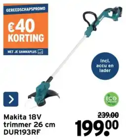 GAMMA Makita 18V trimmer 26 cm DUR193RF aanbieding