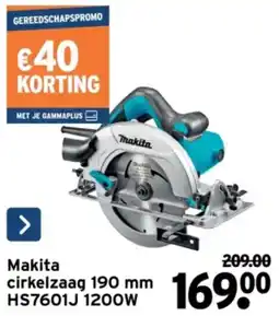 GAMMA Makita Cirkelzaag 190 mm HS7601J 1200 W aanbieding
