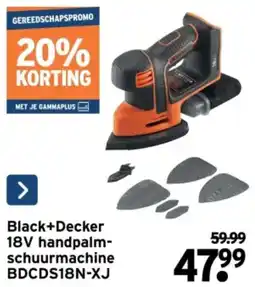 GAMMA Black+Decker 18V handpalmschuurmachine BDCDS18N-XJ aanbieding