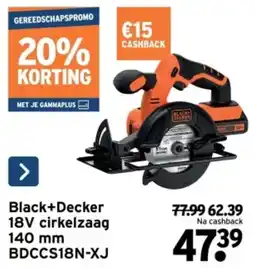 GAMMA Black+Decker 18V cirkelzaag 140 mm BDCCS18N-XJ aanbieding