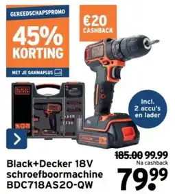 GAMMA Black+Decker 18V schroefboormachine BDC718AS20-QW aanbieding