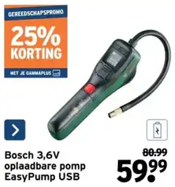 GAMMA Bosch 3,6V oplaadbare pomp EasyPump USB aanbieding