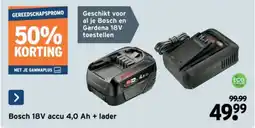 GAMMA Bosch 18V accu 4,0 Ah + lader aanbieding
