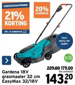 GAMMA Gardena 18V grasmaaier 32 cm EasyMax 32/18V aanbieding