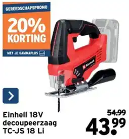 GAMMA Einhell 18V decoupeerzaag TC-JS 18 Li aanbieding