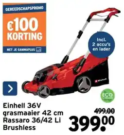 GAMMA Einhell 36V grasmaaier 42 cm Rassaro 36/42 Li Brushless aanbieding