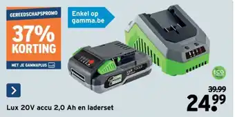 GAMMA Lux 20V accu 2,0 Ah en laderset aanbieding