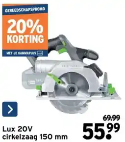 GAMMA Lux 20V cirkelzaag 150 mm aanbieding