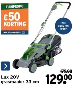 GAMMA Lux 20V grasmaaier 33 cm aanbieding