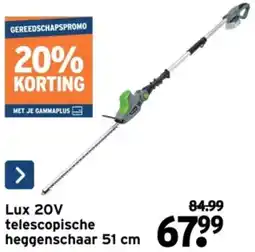 GAMMA Lux 20V telescopische heggenschaar 51 cm aanbieding