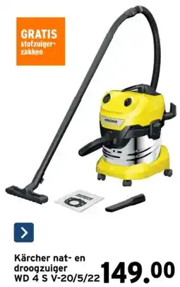 GAMMA Kärcher nat- en droogzuiger WD 4 S V-20/5/22 aanbieding